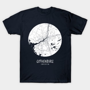 Gothenburg, Sweden City Map - Full Moon T-Shirt